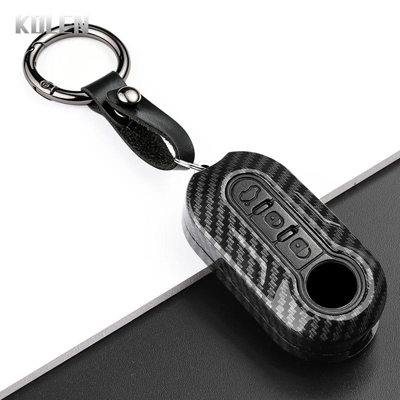 Car Key Cover Compatible with Fiat 500 Ducato Punto Panda; Lancia Musa; Citroen Jumper; Peugeot Boxer – Carbon Fiber Style