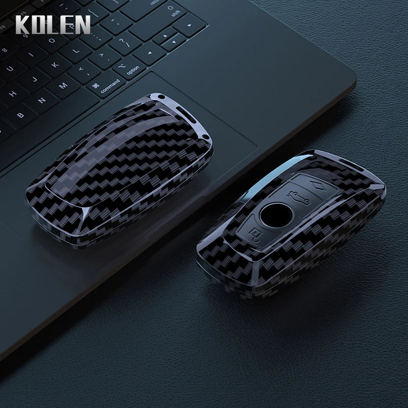 Car Key Cover Compatible with BMW 1 2 3 4 5 6 7 Series X1 X3 X4 X5 X6 X7 F10 F20 F30 G20 G30 G01 F15 F16 G02 G05 F34 – Carbon Fiber Style