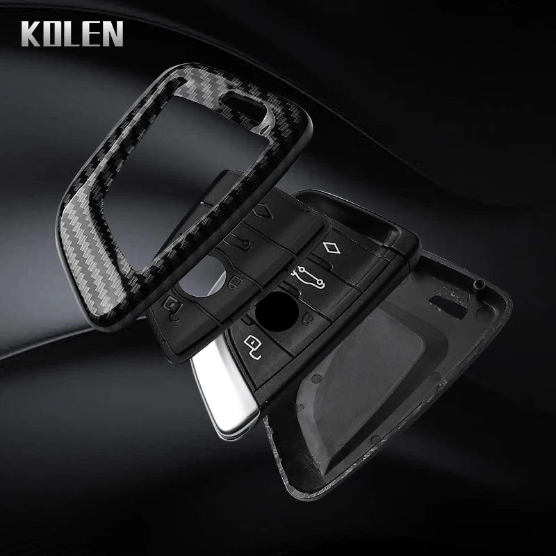 Car Key Cover Compatible with BMW X1 X3 X5 X6 X7 1 3 5 6 7 Series G20 G30 G11 F15 F16 G01 G02 F48 – Carbon Fiber Style