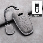 Leather Remote Key Fob Cover Compatible with Audi A4, B9, A5, A6, 8S, 8W, Q5, Q7, 4M, S4, S5, S7, TT, TTS, TFSI