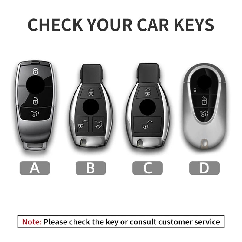 Leather Car Key Cover Compatible with Mercedes-Benz A-Class, C-Class, E-Class, S-Class, G-Class, GLC, CLE, CLA, W177, W205, W213, W222, X167, AMG