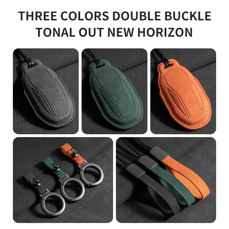 Suede Leather Remote Key Fob Cover Compatible with ZHIJI IM L7, LS7, L6, LS6