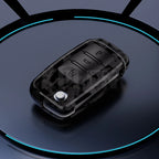 Car Key Cover Compatible with Volkswagen (VW) Polo Golf Passat Beetle Tiguan; SEAT Leon Altea; Skoda Octavia Kodiaq – Carbon Fiber Style