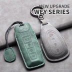 Leather Car Key Fob Cover Compatible with Great Wall GWM WEY Coffee01, Coffee02, WEY-X, WEY-S, WEY-GT, VV7 GT