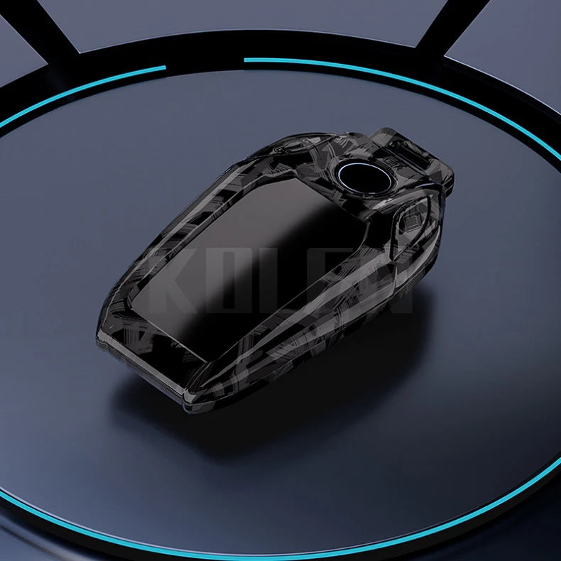 Car Key Cover Compatible with BMW 5 7 Series X3 X4 X5 X7 G30 G31 G11 G12 G01 GT G32 i8 – Carbon Fiber Style