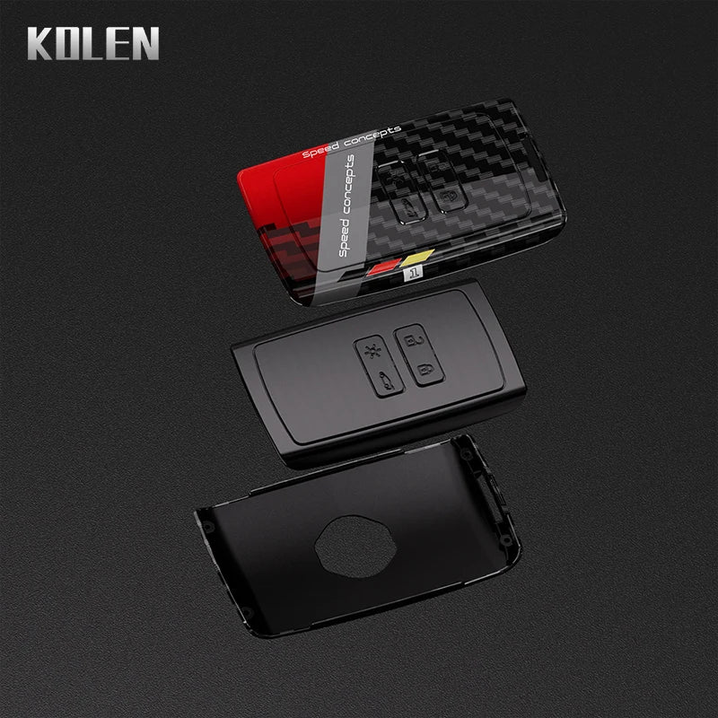 Key Card Cover Compatible with Renault Clio Captur Megane Talisman Espace Zoe Koleos Scenic 4 Arkana; Dacia Sandero – ABS Carbon Fiber Style