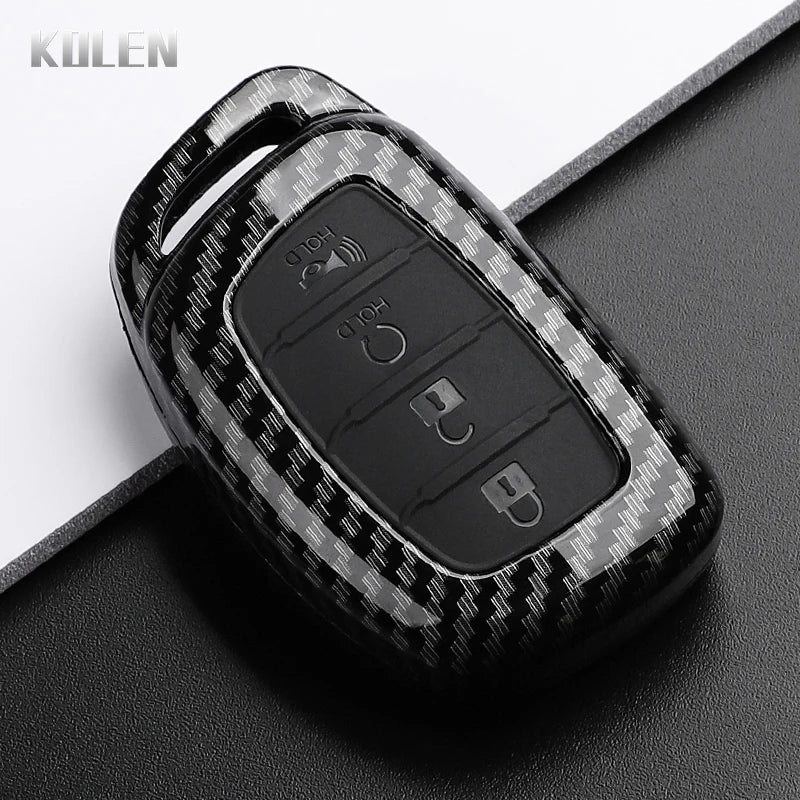 Car Key Cover Compatible with Hyundai Tucson Santa Fe Rena Sonata Elantra Creta ix35 ix45 i10 i30 i40 – Carbon Fiber Style