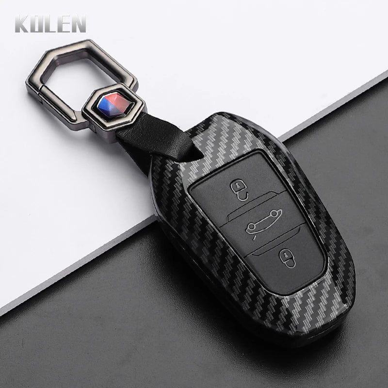 Car Key Cover Compatible with Peugeot 2008 3008 4008 5008 308 408 508; Citroen C1 C2 C4 C6 C3-XR Picasso Grand DS3 DS5 – Carbon Fiber Style