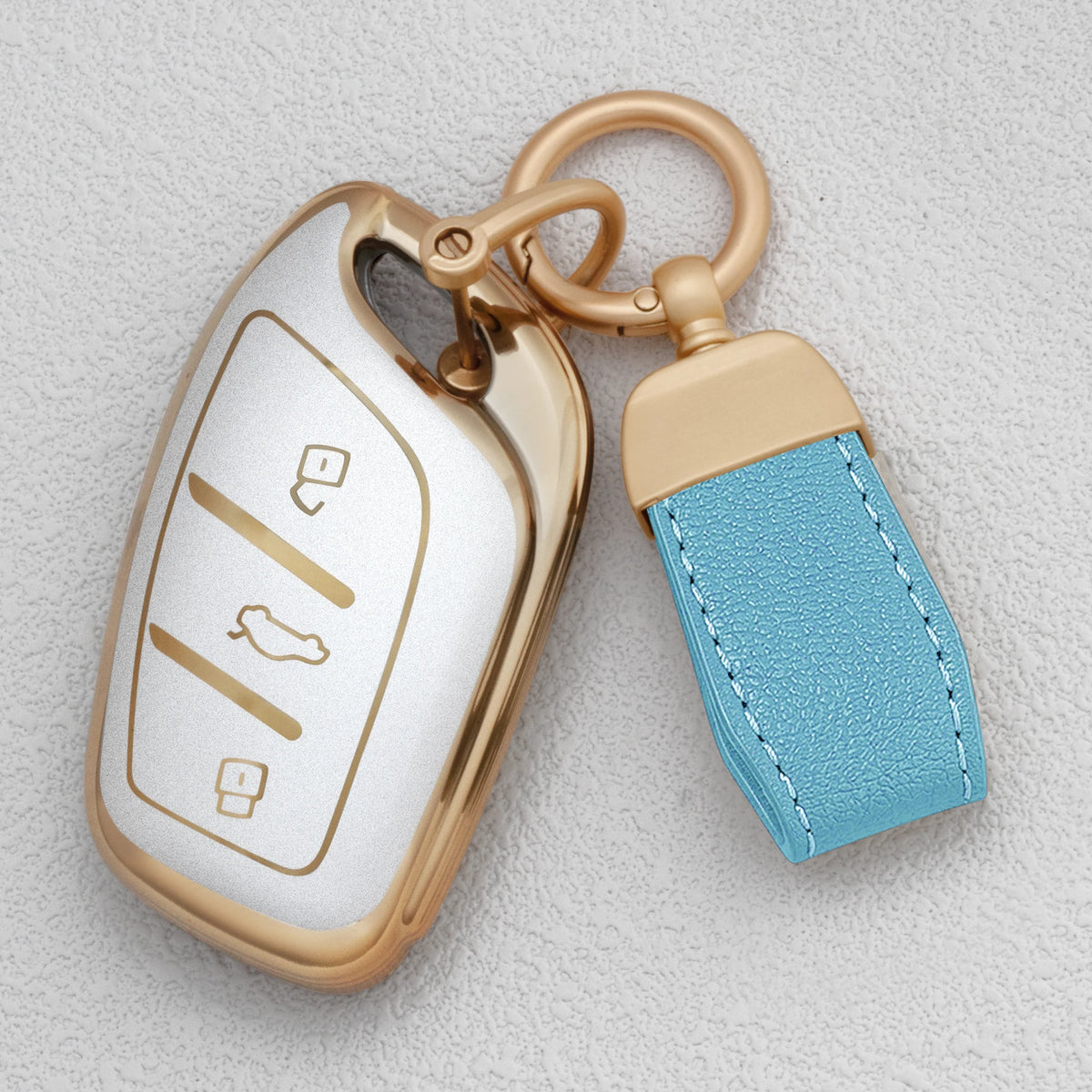 Quicksand Gold TPU Car Key Fob Cover for MG4 EV, HS, GT, ZS EV, ZX, MG5 & MG6; Roewe RX3, RX5, RX8, ERX5, i6 & i5 – 2023