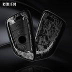 Car Key Cover Compatible with BMW X1 X3 X5 X6 X7 1 3 5 6 7 Series G20 G30 G11 F15 F16 G01 G02 F48 – Carbon Fiber Style