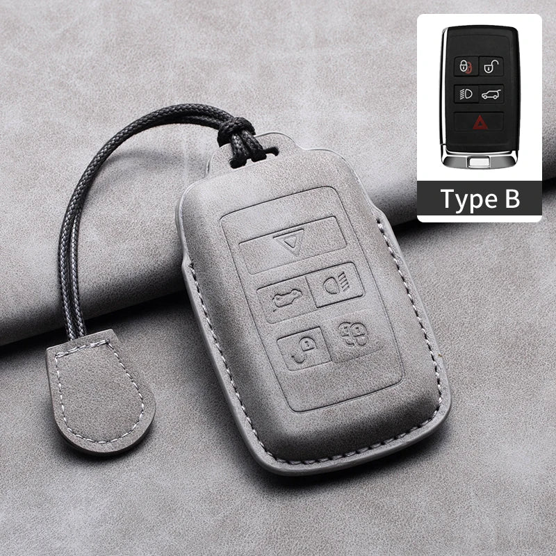 Leather Remote Key Fob Case Compatible with Land Rover Range Rover Sport, Evoque, Freelander