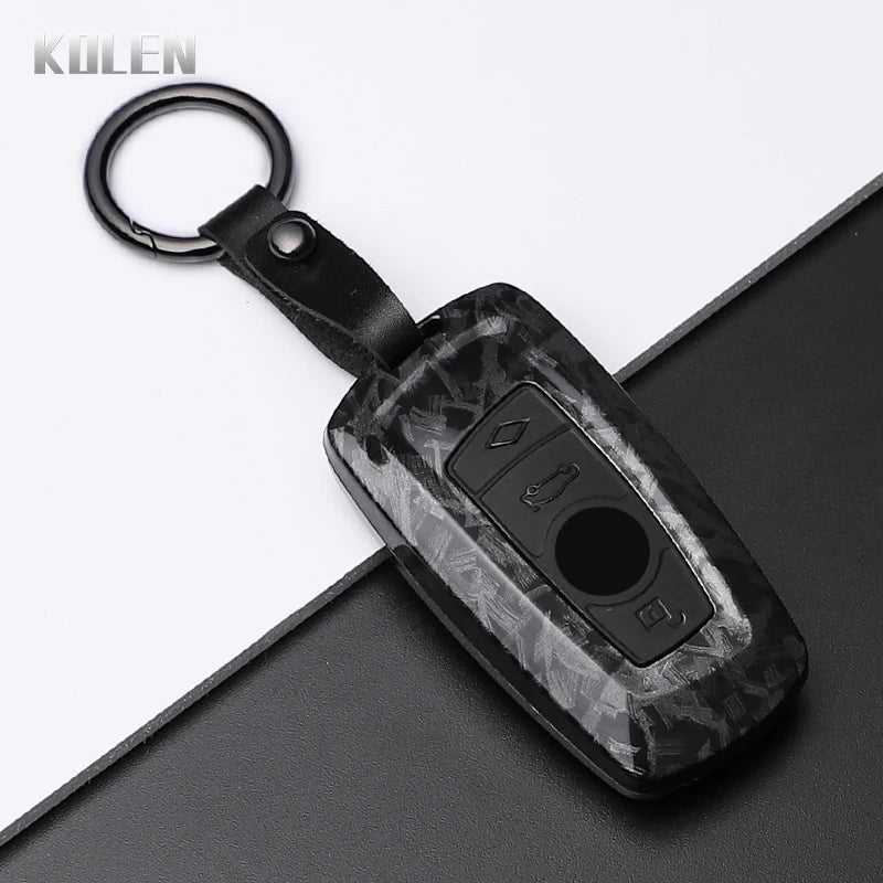 Car Key Cover Compatible with BMW 1 3 5 7 Series X1 X3 X4 X5 F10 F15 F16 F20 F30 F18 F25 M3 M4 – Carbon Fiber Style