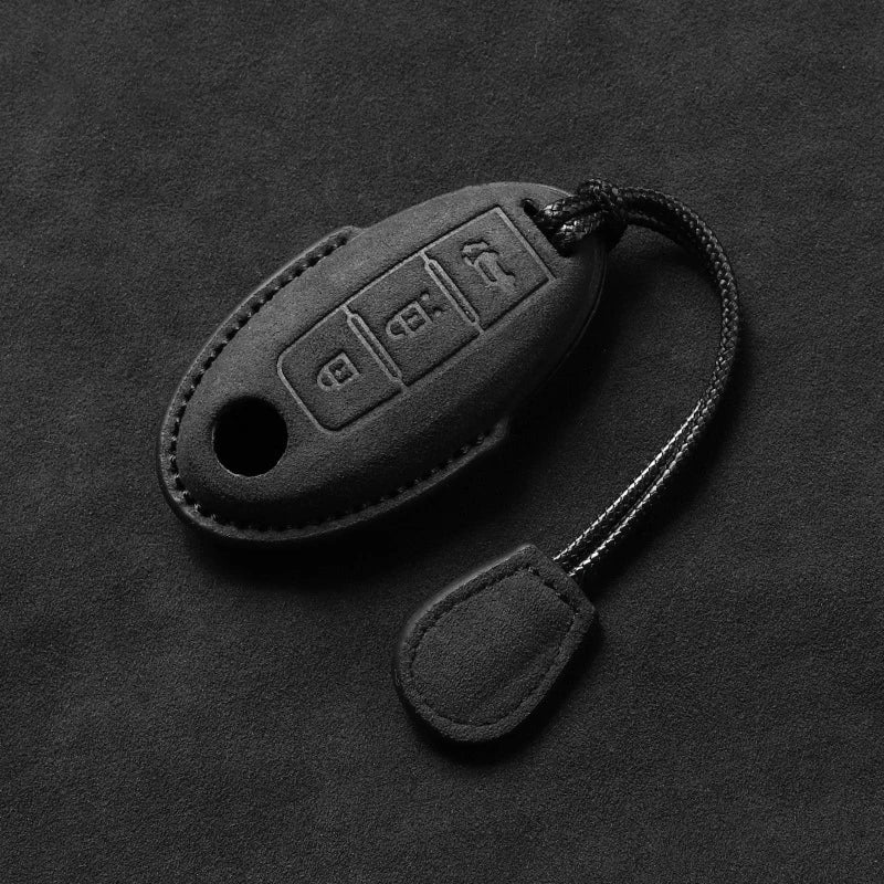 Suede Remote Key Fob Cover Compatible with Nissan Qashqai, X-Trail, T31, T32, Juke, J10, J11, Tiida, Altima, Pathfinder, Kicks