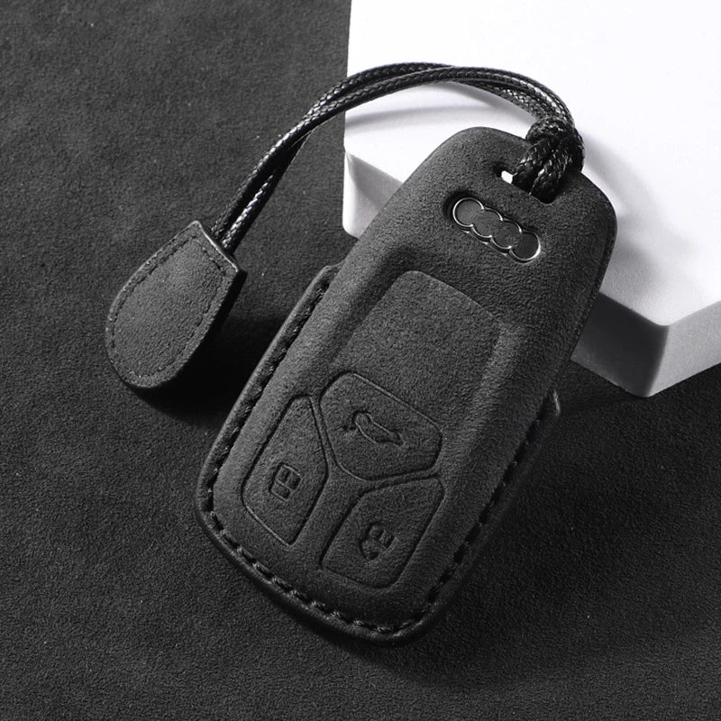 Suede Remote Key Fob Cover Compatible with Audi A4, B9, A5, A6, 8S, 8W, Q5, Q7, 4M, S4, S5, S7, TT, TTS, TFSI