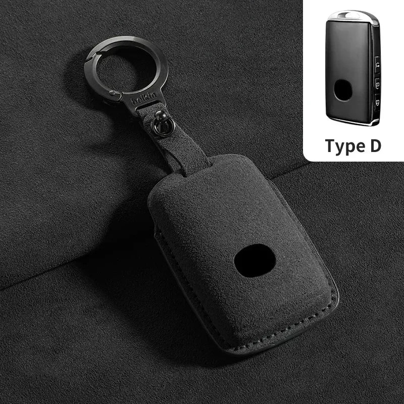 Suede Remote Key Fob Cover Compatible with Mazda 3, 6, Alexa, CX30, CX50, CX60, CX, 3CX4, CX5, CX8, CX9