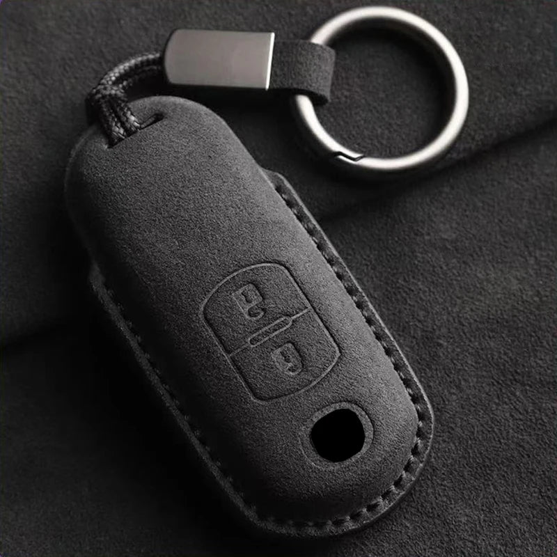 Suede Car Key Cover Compatible with Mazda 2, 3, 5, 6, BL, BM, GJ, Atenza, Axela, Demio, CX-3 (CX3), CX-5 (CX5), CX7, CX-9, CX8