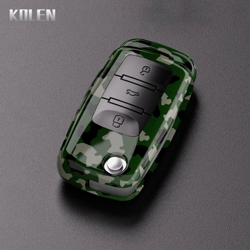 Car Key Cover Compatible with Volkswagen (VW) Polo Golf Passat Beetle Tiguan; SEAT Leon Altea; Skoda Octavia Kodiaq – Carbon Fiber Style