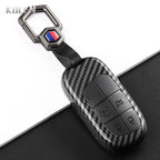 Car Key Cover Compatible with Jeep Renegade Grand Cherokee; Dodge Journey Charger; Chrysler 200 300 – Carbon Fiber Style