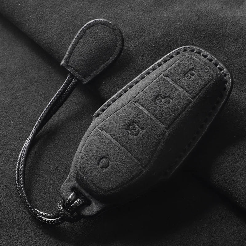 Suede Keyless Car Key Cover Compatible with BYD Song Plus, Atto 3, Han EV, Yuan, Tang DM, 2018, Qin, Seal, Dolphin, E2