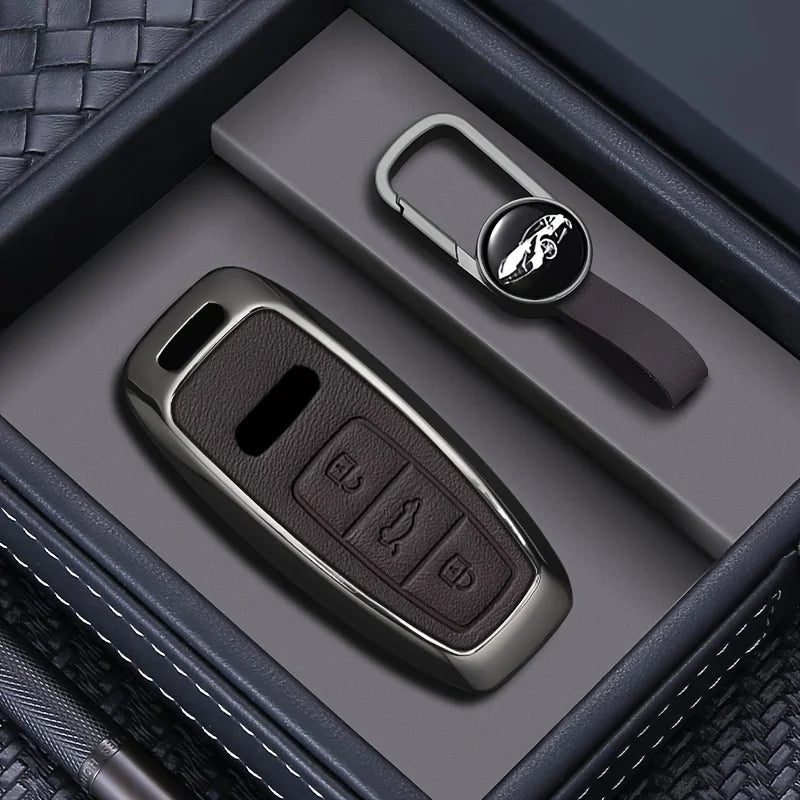 Alloy Style Car Key Case Cover Shell Fob for Audi A3 A4 B9 A6 A7 4K A8 E-tron Q5 Q8 C8 D5 SQ8 Protector Shell Fob Accessories