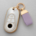 Quicksand Gold TPU Car Key Fob Cover for Mercedes-Benz C, E & S-Class, CLE, GLC, EQS & EQE – W206, W214, W223, C236, X254