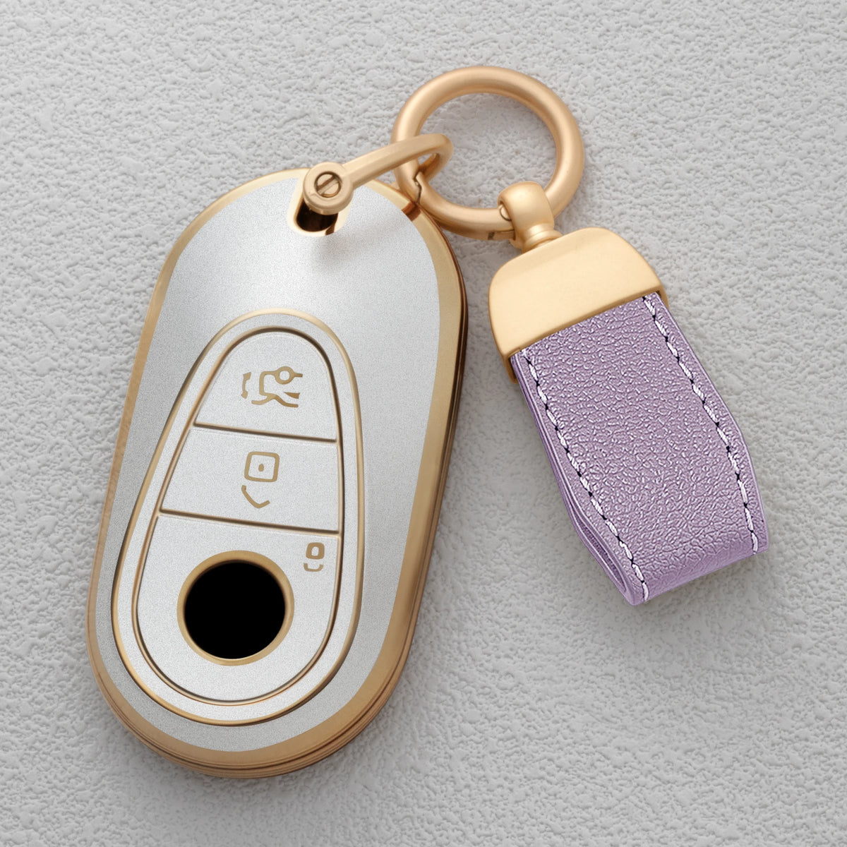 Quicksand Gold TPU Car Key Fob Cover for Mercedes-Benz C, E & S-Class, CLE, GLC, EQS & EQE – W206, W214, W223, C236, X254
