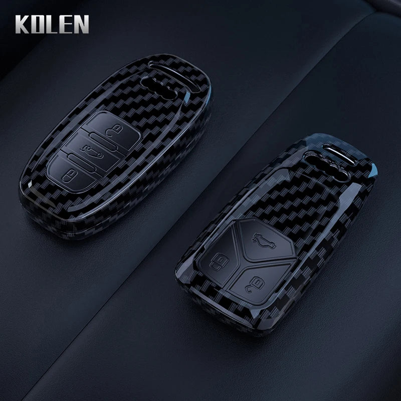 Car Key Cover Compatible with Audi A1 A3 8P A4 B9 A5 A6 C7 8S 8W A7 A8 Q3 Q5 Q7 4M S4 S5 S6 S7 S8 RS3 RS6 SQ5 TTS TFSI – Carbon Fiber Style