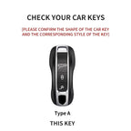 Suede Remote Key Fob Case Compatible with Porsche 958, Macan, 911, Panamera, 996, 991, Boxster, 987, 997, 2019, 2020