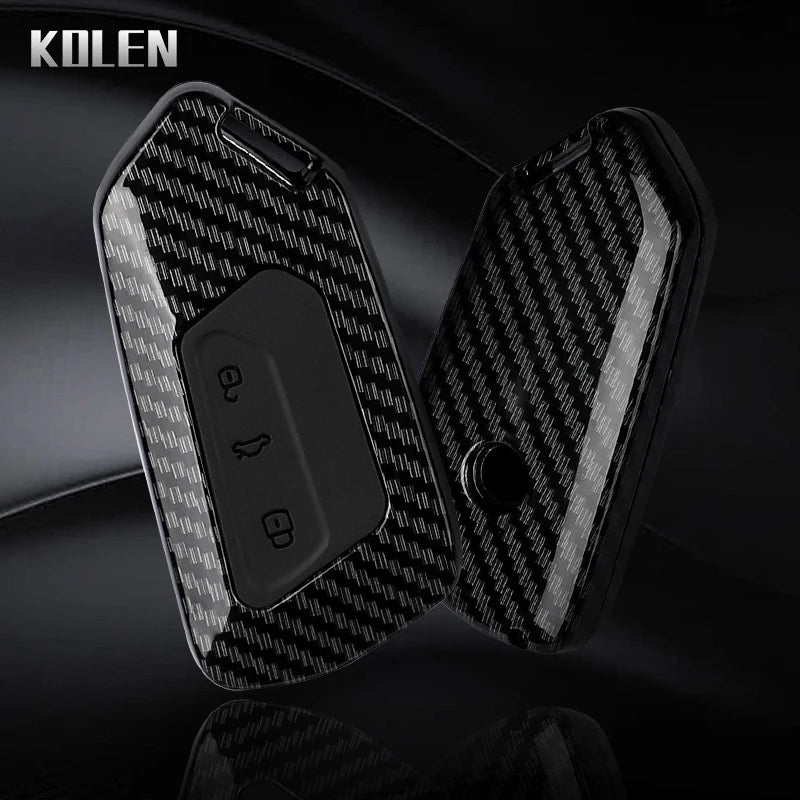 Car Key Cover Compatible with Volkswagen (VW) Golf 8 MK8 ID3 ID.4; CUPRA; Skoda Octavia A8; SEAT Leon MK4 – Carbon Fiber Style