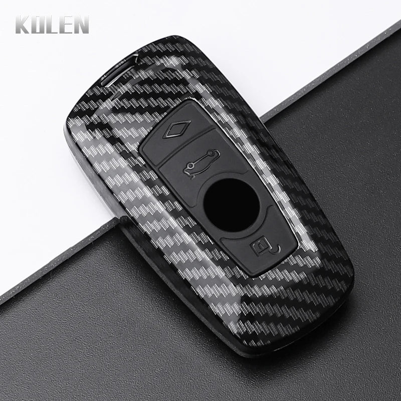 Car Key Cover Compatible with BMW 1 3 5 7 Series X1 X3 X4 X5 F10 F15 F16 F20 F30 F18 F25 M3 M4 – Carbon Fiber Style