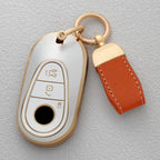 Quicksand Gold TPU Car Key Fob Cover for Mercedes-Benz C, E & S-Class, CLE, GLC, EQS & EQE – W206, W214, W223, C236, X254