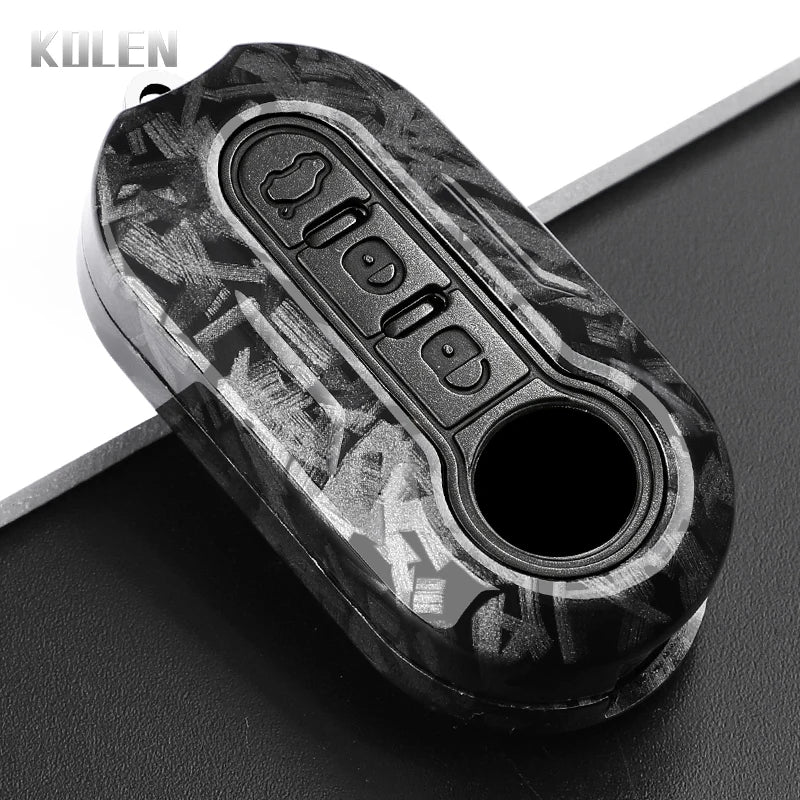 Car Key Cover Compatible with Fiat 500 Ducato Punto Panda; Lancia Musa; Citroen Jumper; Peugeot Boxer – Carbon Fiber Style
