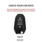 Suede Car Key Cover Compatible with Peugeot 308, 408, 508; Citroen C4L, C6, C3-XR, Picasso, DS3, DS4, DS5