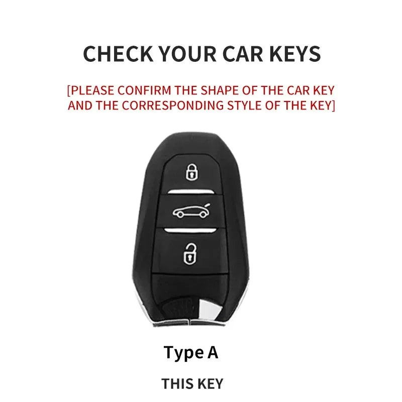 Suede Car Key Cover Compatible with Peugeot 308, 408, 508; Citroen C4L, C6, C3-XR, Picasso, DS3, DS4, DS5