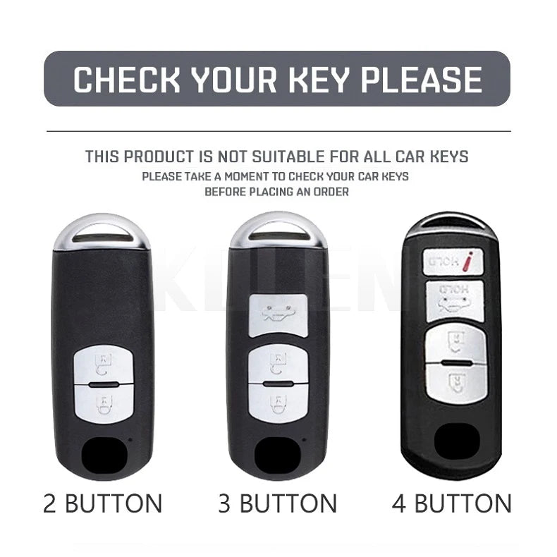 Car Key Cover Compatible with Mazda 2 3 5 6 BL BM GJ Atenza Axela Demio CX-3 CX3 CX-5 CX5 CX7 CX-9 CX8 – 4 Buttons – Carbon Fiber Style