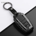 Car Key Cover Compatible with Toyota Prius Camry Corolla CHR C-HR RAV4 Land Cruiser Prado – Carbon Fiber Style