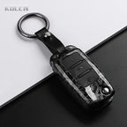 Car Key Cover Compatible with Volkswagen (VW) Polo Golf Passat Tiguan Beetle Caddy T5 Up Eos; Skoda Octavia; SEAT Leon Altea – Carbon Fiber Style