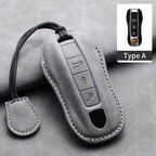 Leather Car Key Cover Compatible with Porsche Panamera, Carman, Macann, Bobst, Cayenne, 911, 981, 991, 970, 996