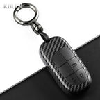 Car Key Cover Compatible with Jeep Renegade Grand Cherokee; Dodge Journey Charger; Chrysler 200 300 – Carbon Fiber Style