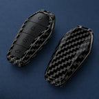 Car Key Cover Compatible with BYD Qin Plusdmi Atto 3 Han EV Dolphin – 4 Buttons – Carbon Fiber Style