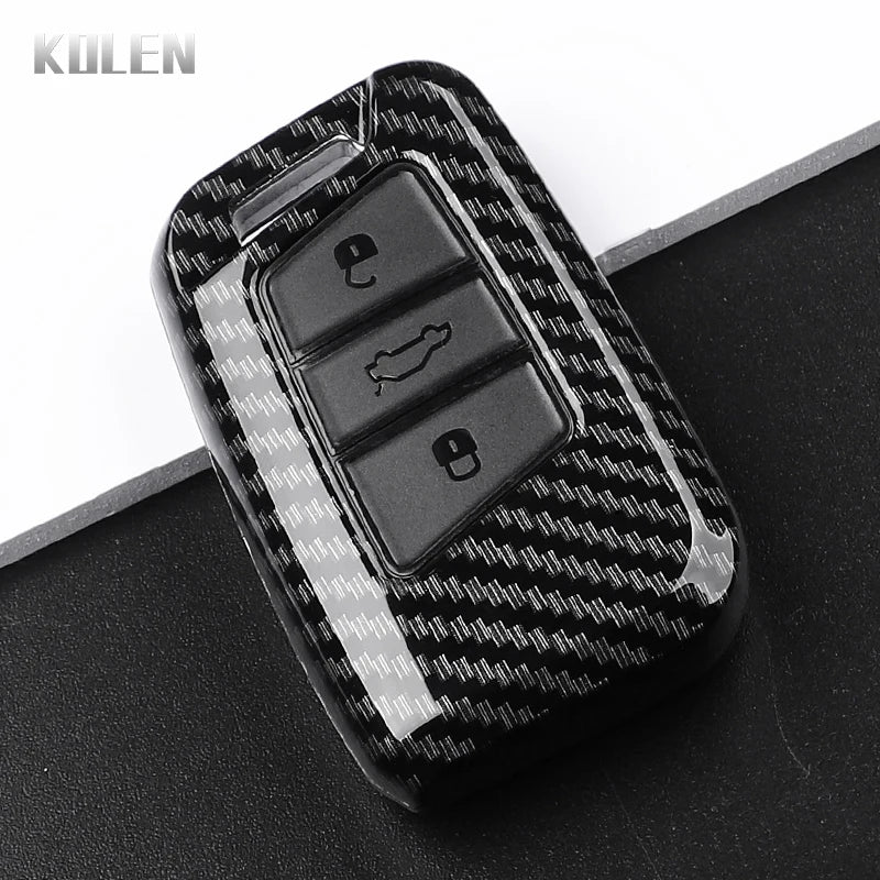 Car Key Cover Compatible with Volkswagen (VW) Passat B8 Magotan; Skoda Superb A7 Kodiaq; SEAT – Carbon Fiber Style