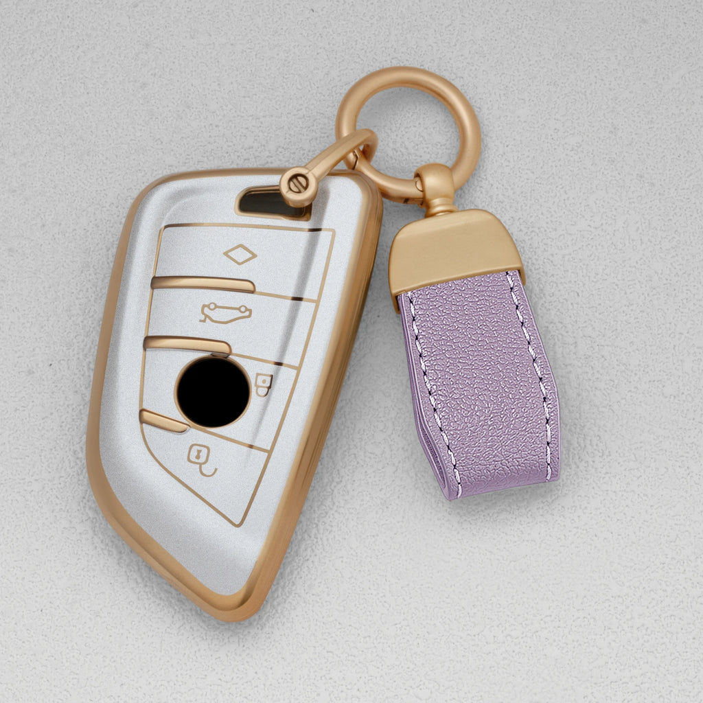 Quicksand Gold TPU Car Key Fob Cover for BMW X1, X3, X5, X6, X7 & 1, 3, 5, 6, 7 Series – G20, G30, G11, F15, F16, G01, G02, F48