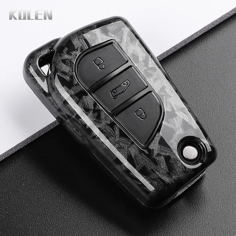 Car Key Cover Compatible with Toyota Camry RAV4 Fortuner Hilux Auris Corolla Avensis Verso Yaris Aygo; Scion tC – Carbon Fiber Style