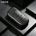 Car Key Cover Compatible with Jeep Renegade Grand Cherokee; Dodge Journey Charger; Chrysler 200 300 – Carbon Fiber Style