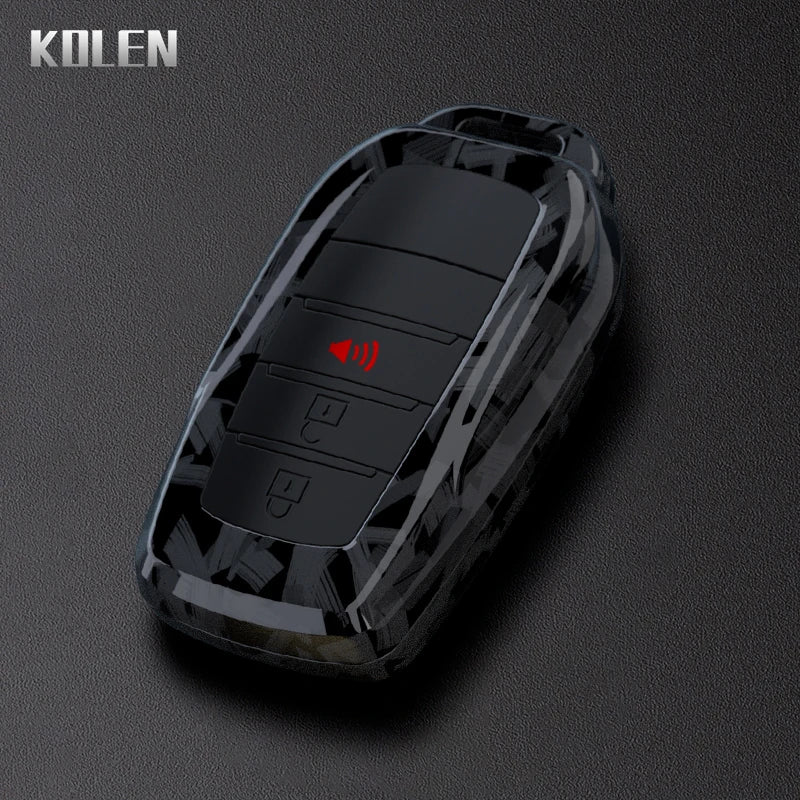 Flip Key Cover Compatible with Toyota Sienna RAV4 Crown Hilux Fortuner Camry Land Cruiser Prado Venza – Carbon Fiber Style