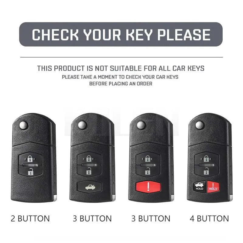 Flip Key Cover Compatible with Mazda 2 3 5 6 8 CX7 CX-7 CX5 CX-5 CX9 CX-9 MX5 MX-5 M6 RX8 RX-8 – 2/3/4 Buttons – Carbon Fiber Style