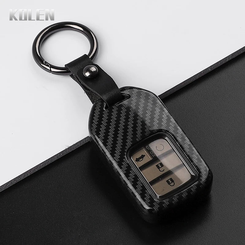 Car Key Cover Compatible with Honda City Turbo Crider XRV 10th Civic Accord – Carbon Fiber Style