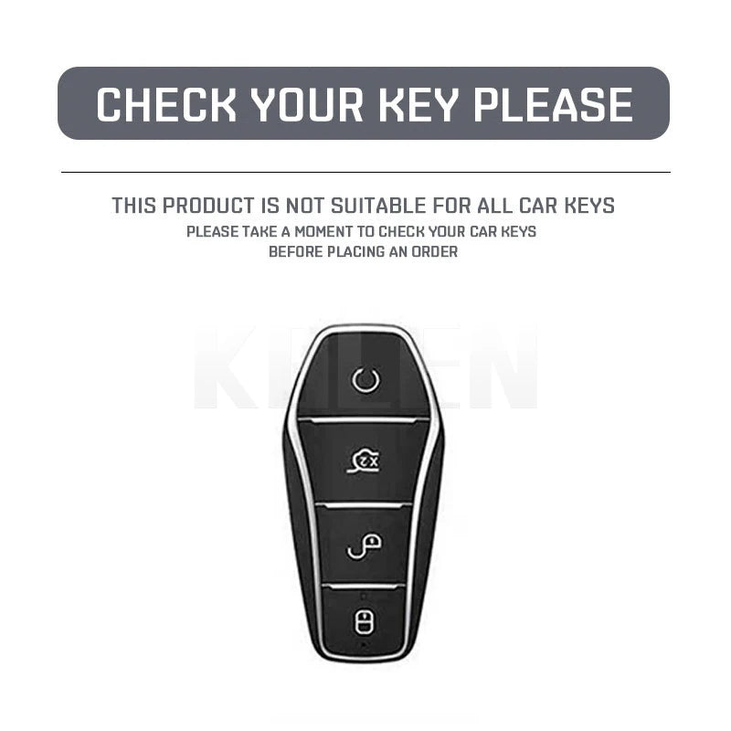 Car Key Cover Compatible with BYD Qin Plusdmi Atto 3 Han EV Dolphin – 4 Buttons – Carbon Fiber Style