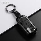 Car Key Cover Compatible with Volkswagen (VW) Polo Golf Passat Tiguan Beetle Caddy T5 Up Eos; Skoda Octavia; SEAT Leon Altea – Carbon Fiber Style