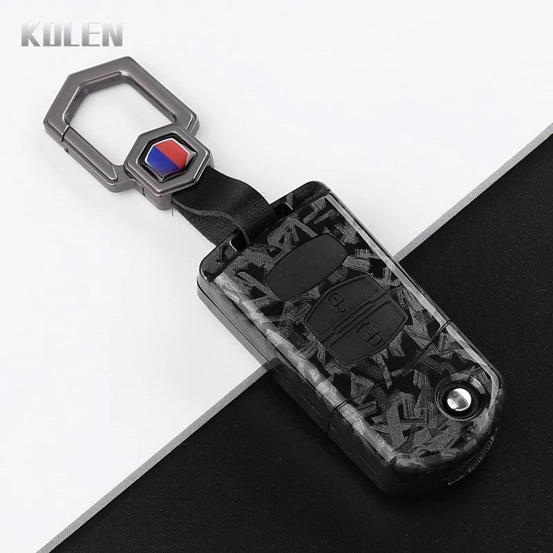 Flip Key Cover Compatible with Mazda 2 3 5 6 8 CX7 CX-7 CX5 CX-5 CX9 CX-9 MX5 MX-5 M6 RX8 RX-8 – 2/3/4 Buttons – Carbon Fiber Style